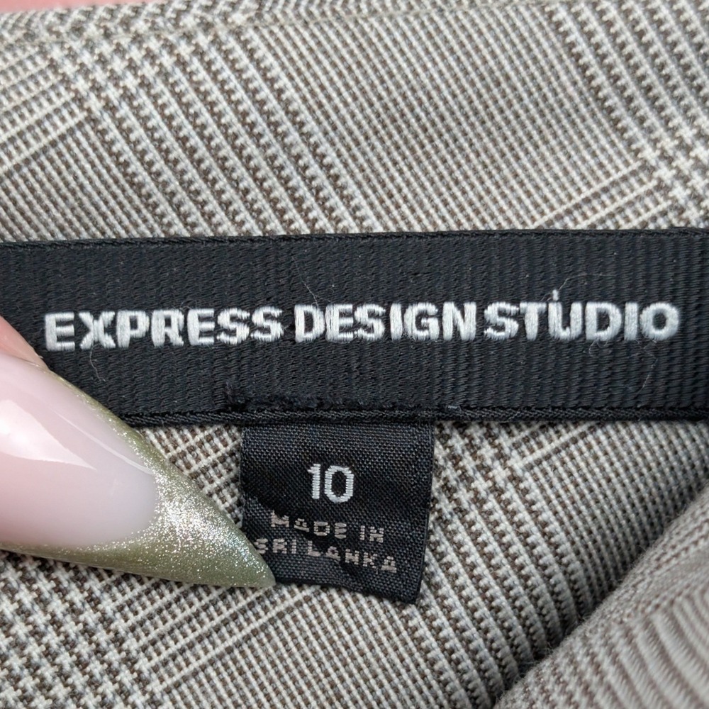 VTG Dark Academia Skirt Women's 10 Taupe Pencil Plaid Office Siren Midi Y2K - Picture 3 of 11